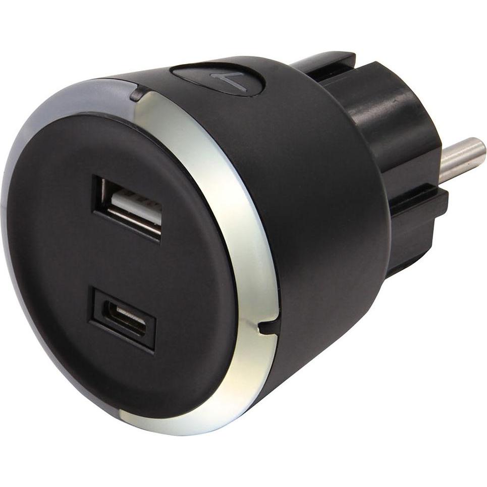 Capidi Sicherheitstimer USB A+C 1-4 Stunden 3,4A Schwarz (TI USB A+C Black)