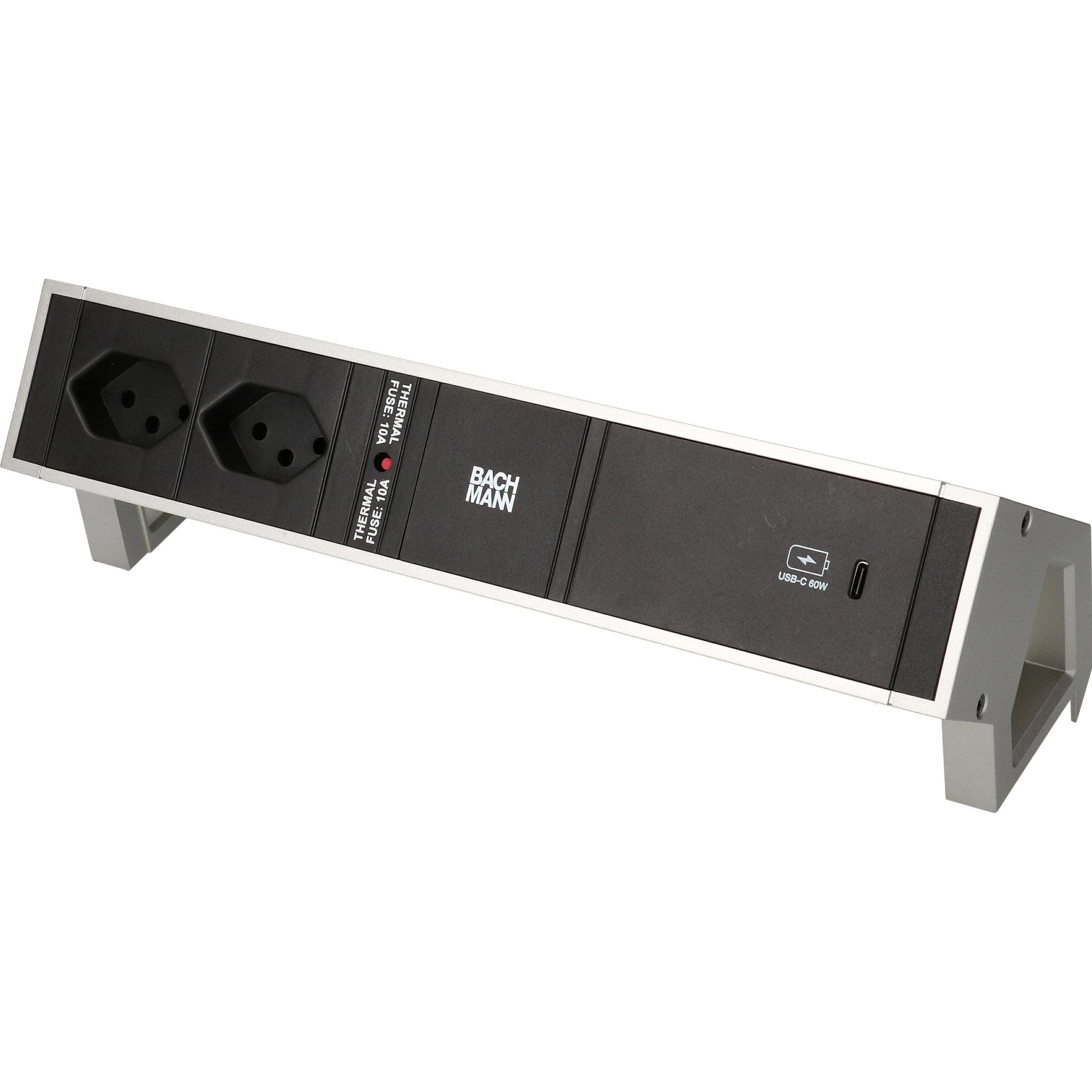 Thumbnail - Bachmann, Steckdosenleiste, Tischsteckdosenleiste DESK 2, 2x T13, 1x USB C (2 x, Typ 13, 0.20 m)