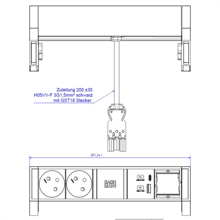 Actual product image Bachmann Desk 2 - 2 AC outlets - Indoor - Type E - 1 unit(s) (2x, CEE 7/5)