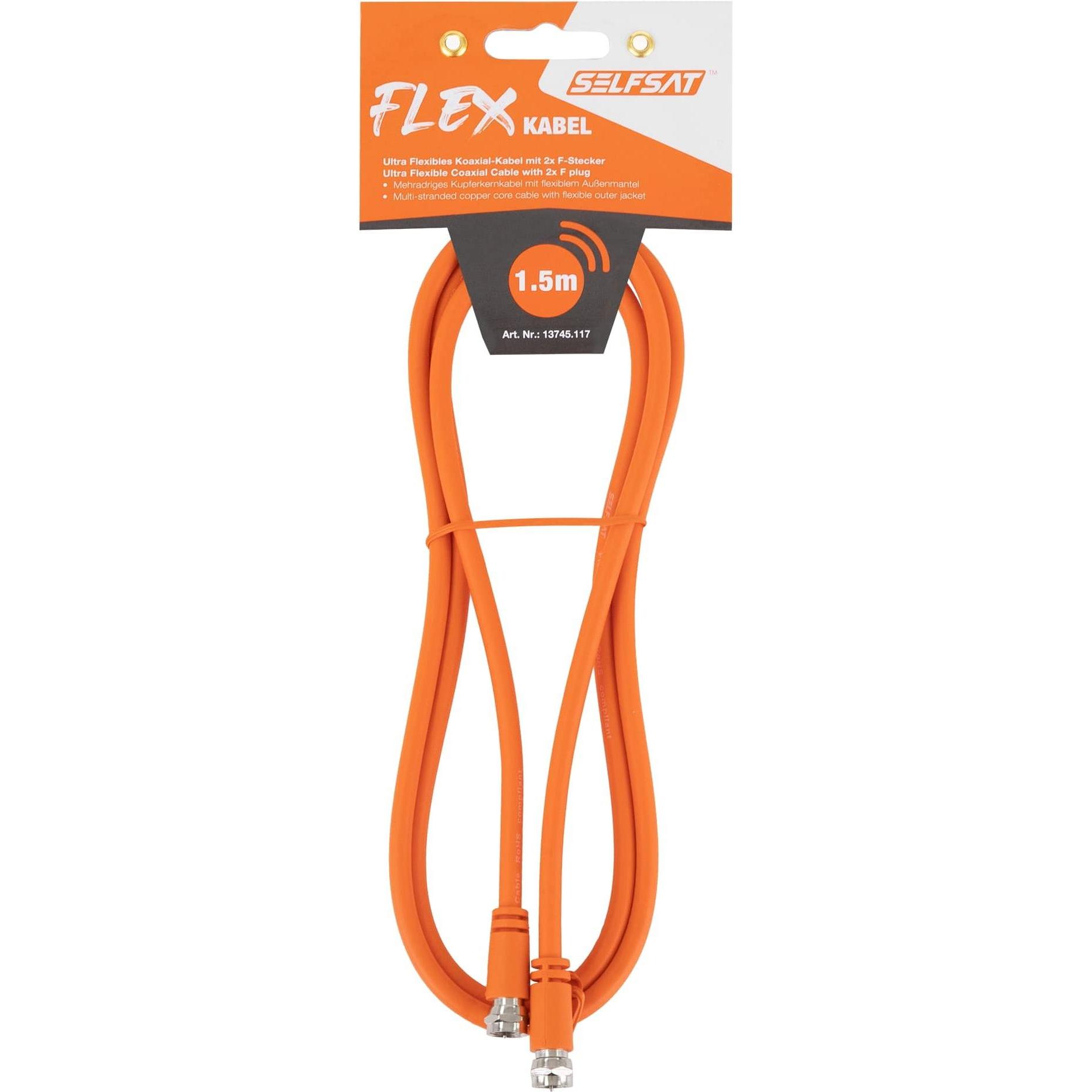 Selfsat Antennenanschlusskabel Flex 1,5 m, orange (Antennenkabel), Antennenkabel