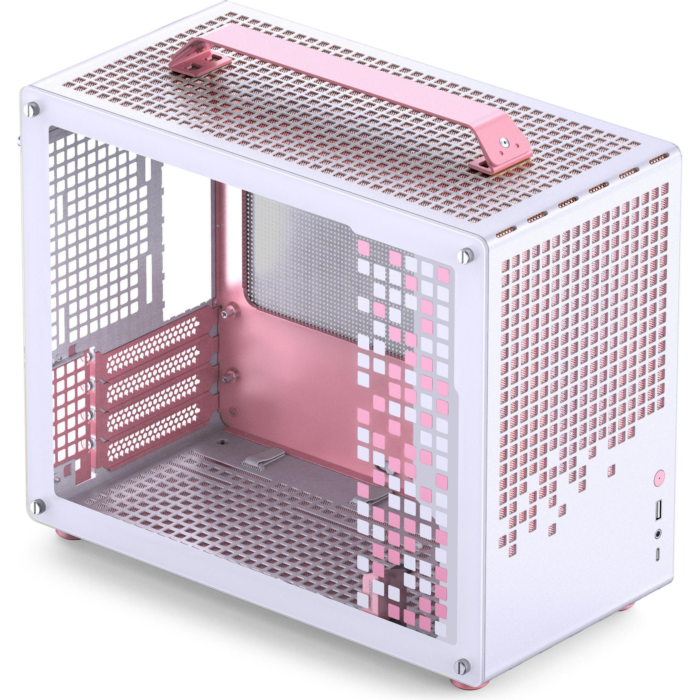 Thumbnail - Jonsplus MATX Handle Case Z20 - White-Pink (Mini-ITX, mATX), PC Gehäuse, Weiss, Pink, Transparent