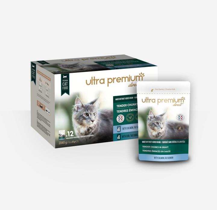Image du produit Ultra Premium Direct Tendres Emincés en Sauce - Salmon / Cod (Adulte, 12 pcs, 1020 g)