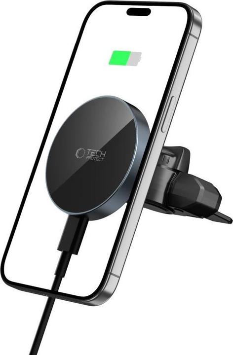 Actual product image Tech-Protect Mm15w-V5 Magnetic Magsafe CD & Vent Car Mount Wireless Charger 15w Black/Black