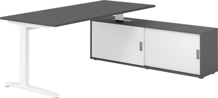 Produktbild Hammerbacher Schreibtischkombi 180x80cm, Graphit/Weiss (180 x 80 x 72 cm)
