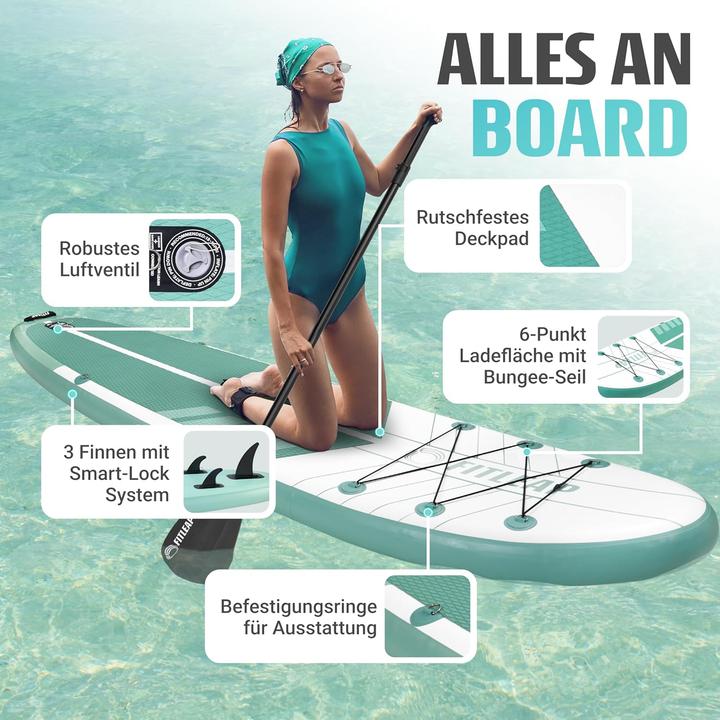 Produktbild Fitleap Premium Stand Up Paddle Board aufblasbar - SUP Board Set mit Hochdruckpumpe, verstellbar… (10'5")
