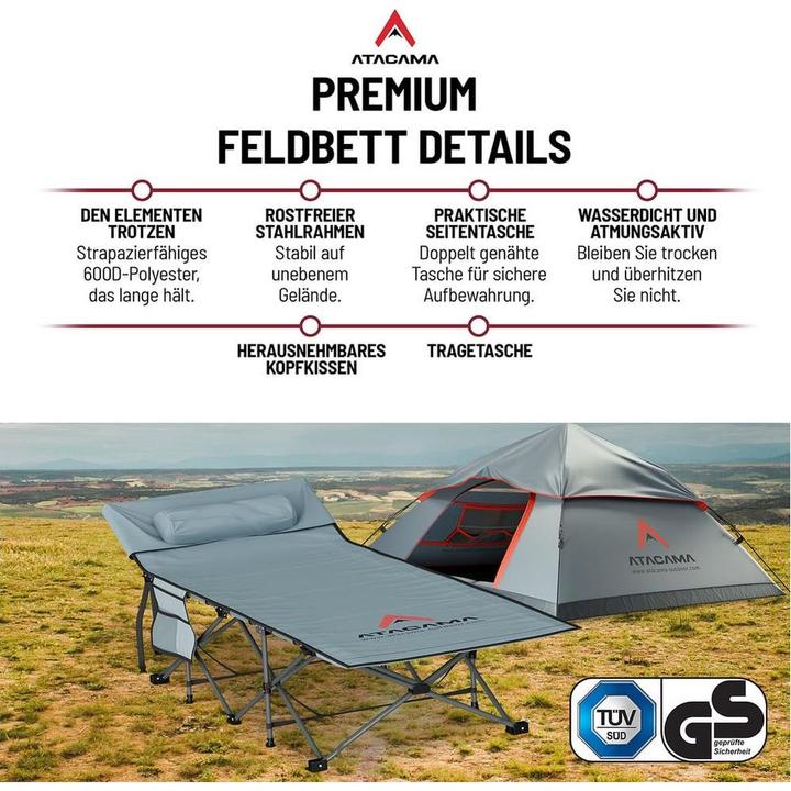 Produktbild Atacama XXL Feldbett Dunkelgrau
