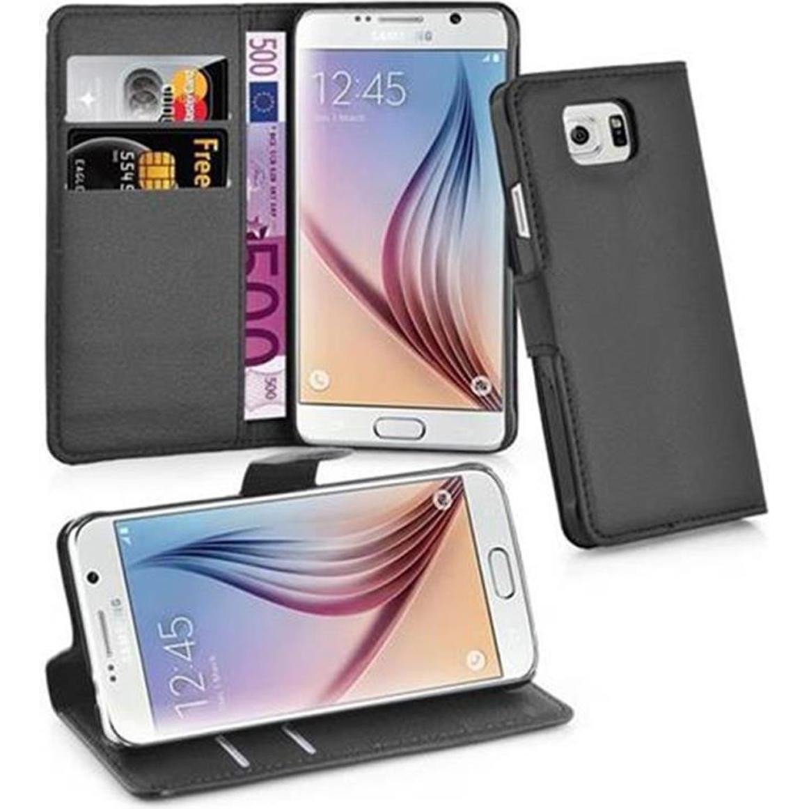 Cadorabo Book mit Standfunktion Cover (Samsung Galaxy S6), Smartphone Hülle, Schwarz