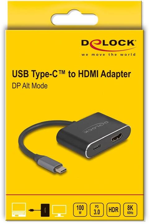 Produktbild Delock USB Type-C™ Adapter zu HDMI (DP Alt Mode) 8K mit HDR und Power Delivery 100 W (USB Typ-C, 15 cm)
