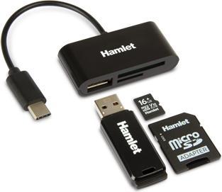 Actual product image Hamlet XZR100UC USB 2.0 Type-C card reader Black (USB 2.0)