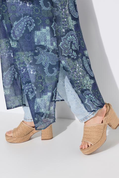 Produktbild Ulla Popken Longbluse, Patchmuster, A-Linie, ärmellos (58)
