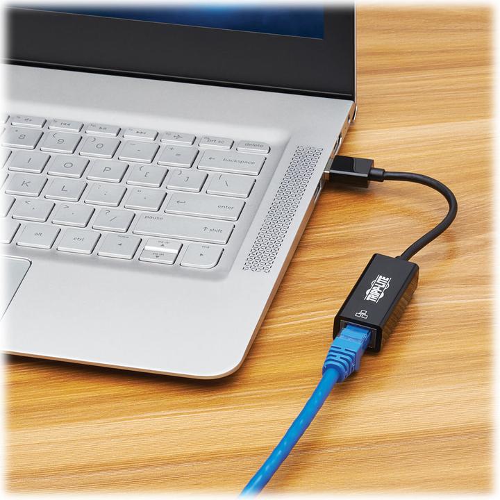 Actual product image Eaton U336-000-GB-CA USB-C, USB-A to RJ45 Gigabit Ethernet Network Adapter (2xM/F), USB 3.2 Gen 1, Black (USB, RJ45 (1x))