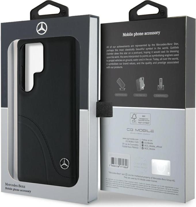 Image du produit Mercedes Leather Curved Stitches Case for Samsung Galaxy S25 Ultra - Black (Samsung Galaxy S25 Ultra)