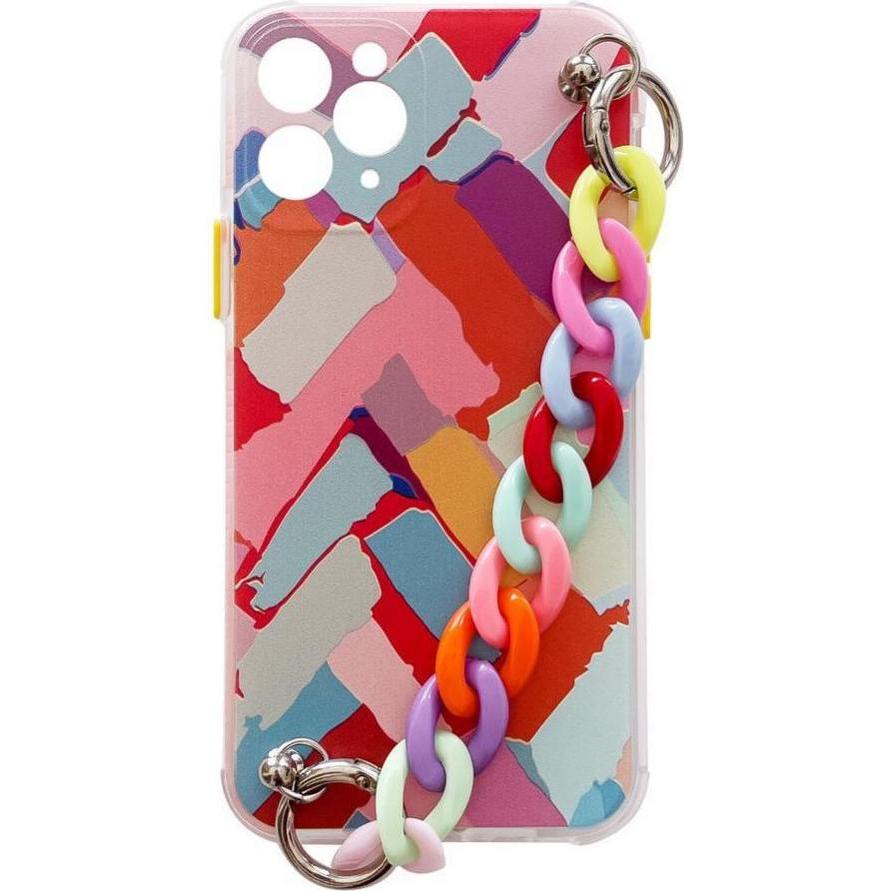 Hurtel Color Chain Case gel flexible elastic case cover with a chain pendant for Samsung Galaxy S21 5G mult (Samsung Gal...