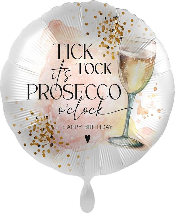 Actual product image Premioloon Tick Tock it's Prosecco o'clock Happy Birthday Balloon
