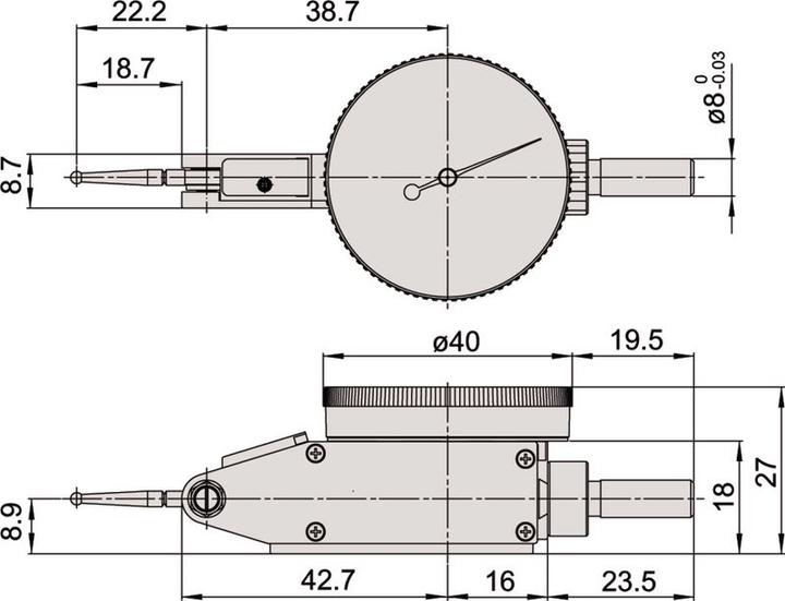 Actual product image Mitutoyo Dial test indicator 513-426-10E (1.87 cm)