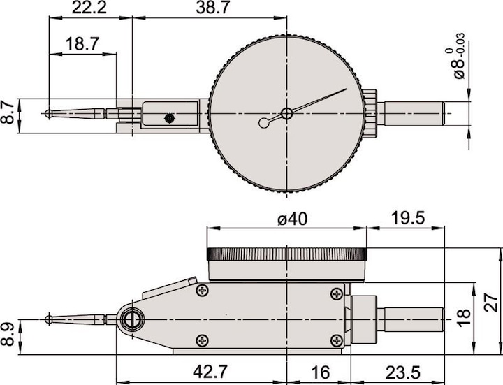Actual product image Mitutoyo Dial test indicator 513-426-10E (1.87 cm)