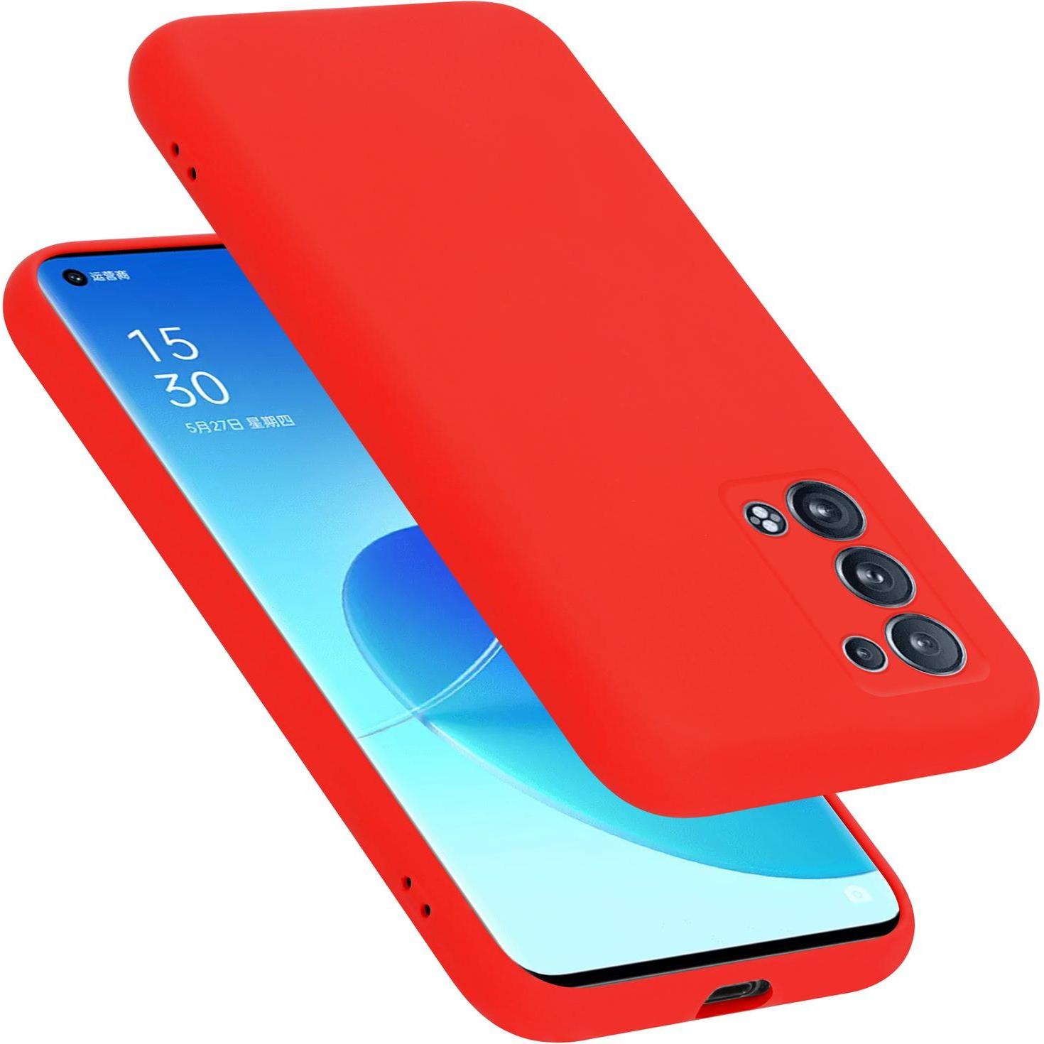 Cadorabo TPU Hülle für Oppo Reno6 PRO 5G Liquid (Oppo Reno 6 Pro 5G), Smartphone Hülle, Rot