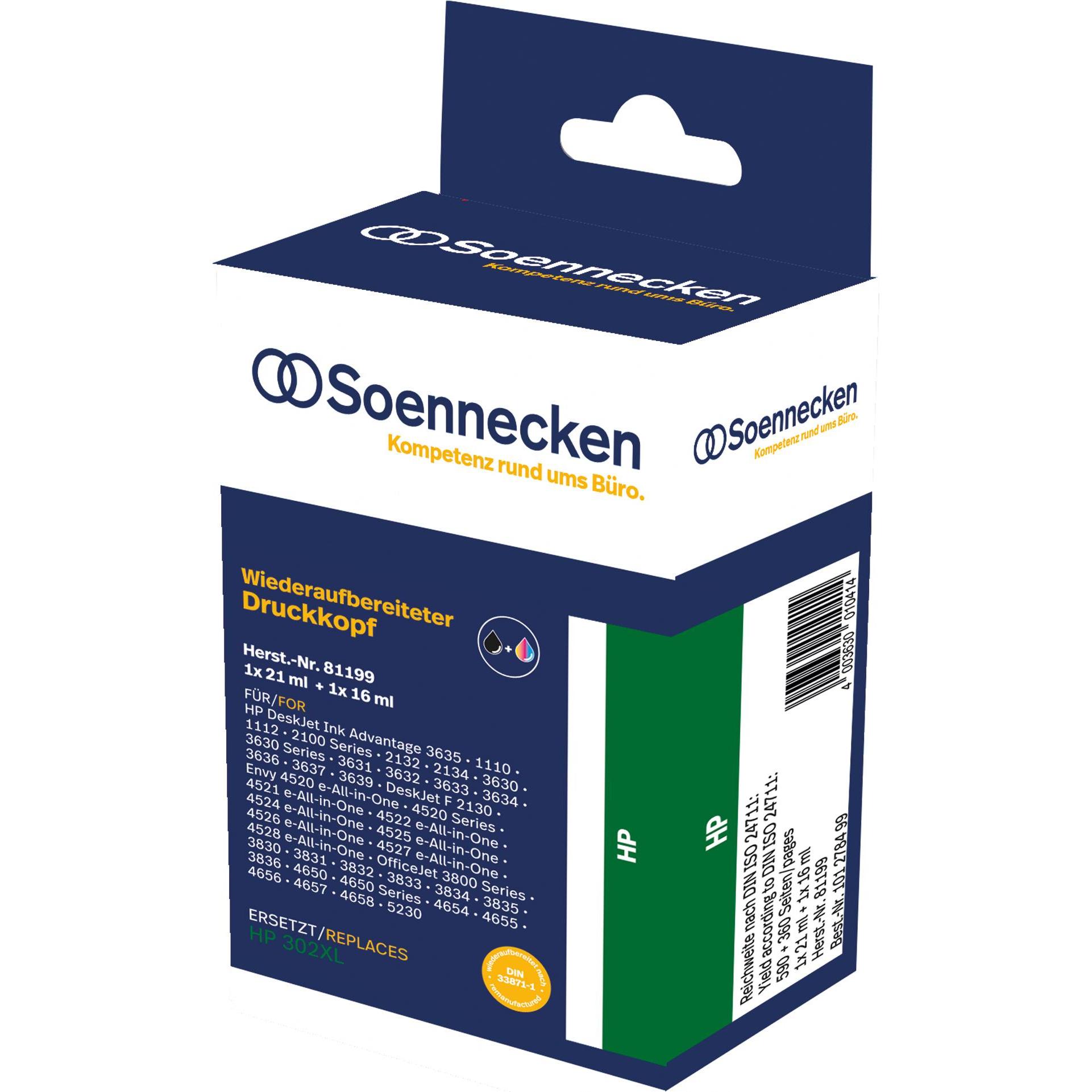 Soennecken, Cartucce, Cartuccia d'inchiostro 81199 come HP 302XL bw/c/m/y 2 pezzi/confezione. - Cartuccia d'inchiostro (M, FC)