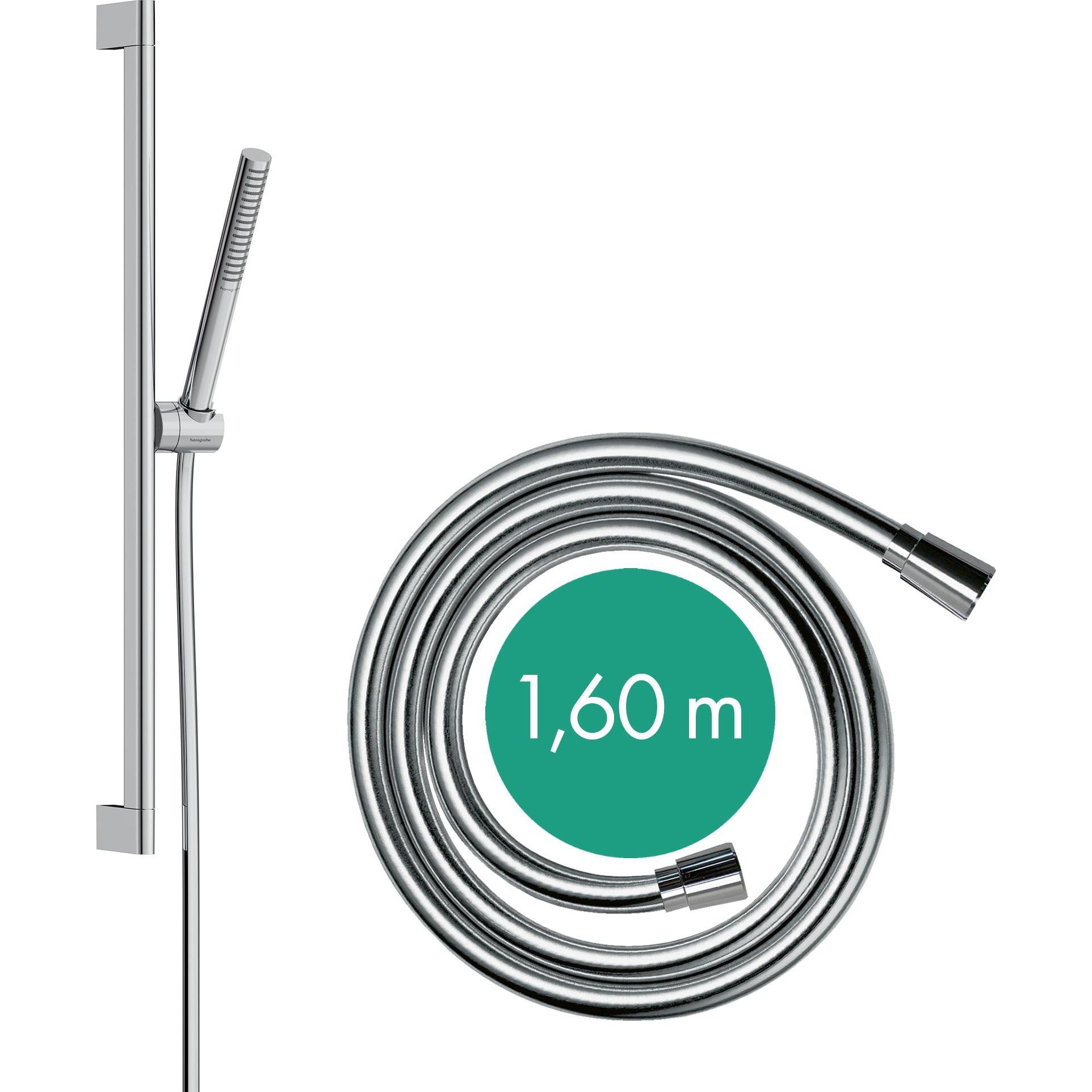 hansgrohe Pulsify S Duschset 100, 1 Strahlart wassersparend, Duschstange 65 cm, 24372 (1 Strahlart) (24372000)