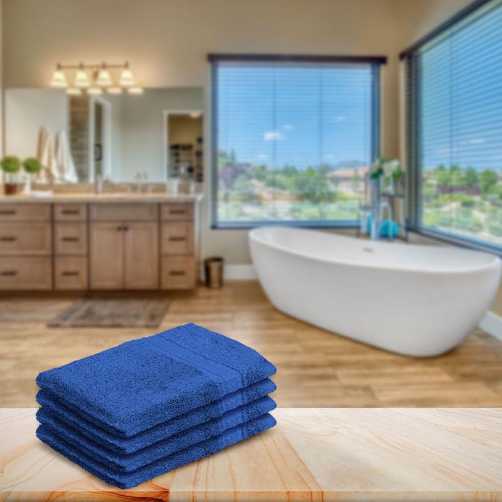 Produktbild Casativo 4er-Set Waschhandschuhe aus 100% Baumwolle, Waschlappen mit Schlaufe, royal (21 x 16 cm)