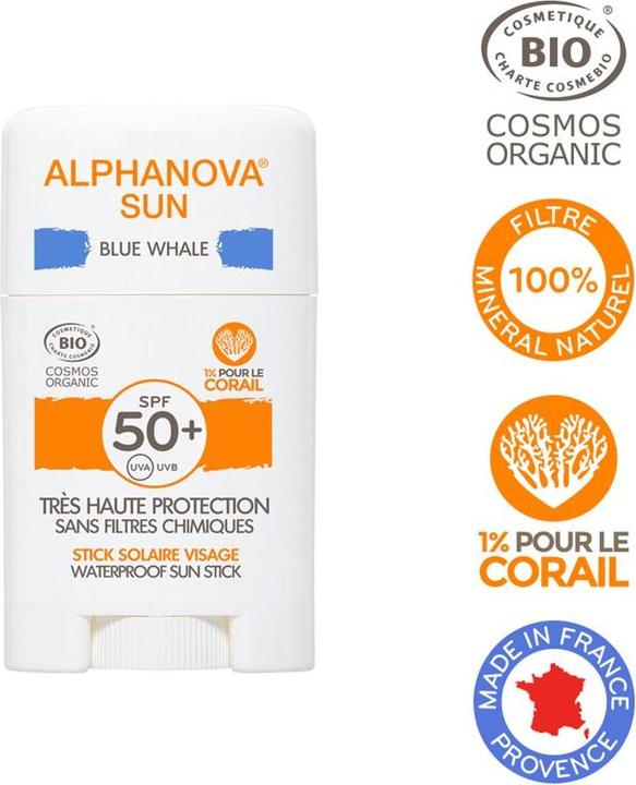 Immagine prodotto Alphanova SUN Bio STICK SPF50+ BLUE stick protezione molto alta (Crema solare viso, SPF 50+, 12 ml, 12 g)
