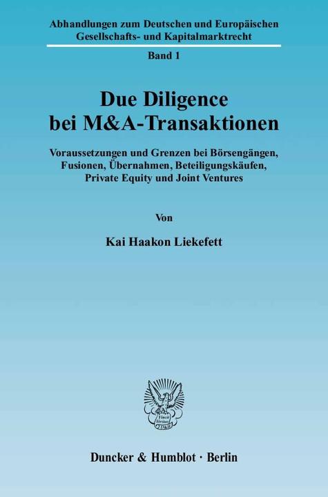 Produktbild Due Diligence bei M&A-Transaktionen (Deutsch, Kai H. Liekefett, 2005)