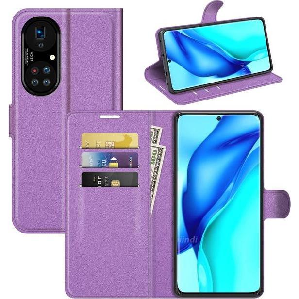 MU Classic Litchi Leder Bookcover Series (Huawei P50 Pro), Smartphone Hülle, Violett