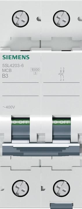 Immagine prodotto Siemens Interruttore UC B 3A 2p 400V 5SL4203-6