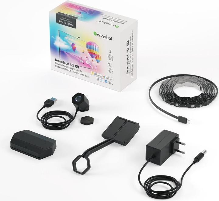Nanoleaf 4D V2 TV Screen Mirror + Lightstrip bis 65 Zoll TV (Multicolore, 9.33 cm, Intérieur)