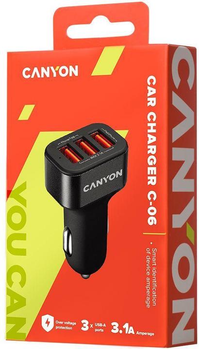 Produktbild Canyon KFZ-Ladegerät 3Port,3xUSB-A