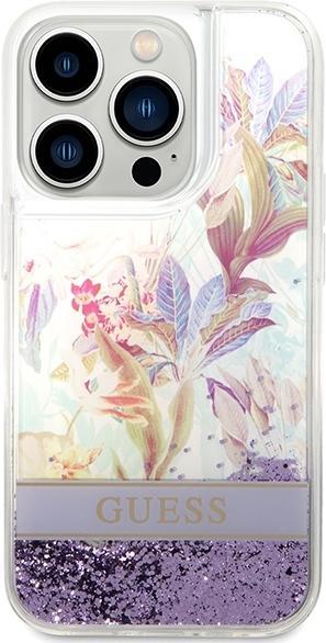 Actual product image Guess GUHCP14XLFLSU iPhone 14 Pro Max 6.7" fioletowy/purple hardcase Flower Liquid Glitter (Apple iPhone 14 Pro Max)