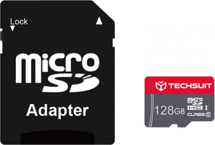 Techsuit - Memory Card THCM26 (THCM269128) - with Adapter, MicroSDHC, Class 10, 128GB - Green (128 GB, microSDHC, U3)