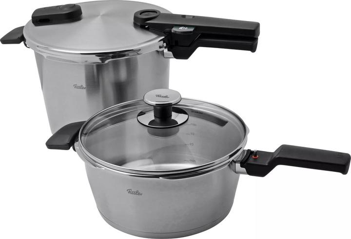 Produktbild Fissler Schnellkochtopf-Set (SKT 6,0l o.E. + SKT 3,5l mit Zusatzglasdeckel) Vitaquick Premium (Dampfkochtopf, Edelstahl)