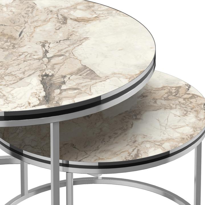 Actual product image En.Casa Coffee table set 'Skagen' in a set of 2 marble, white / silver