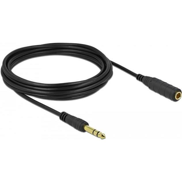 Delock Cavo di prolunga jack 6,35 mm 3 pin maschio a femmina 5 m nero (5 m, Estensione), Cavo audio