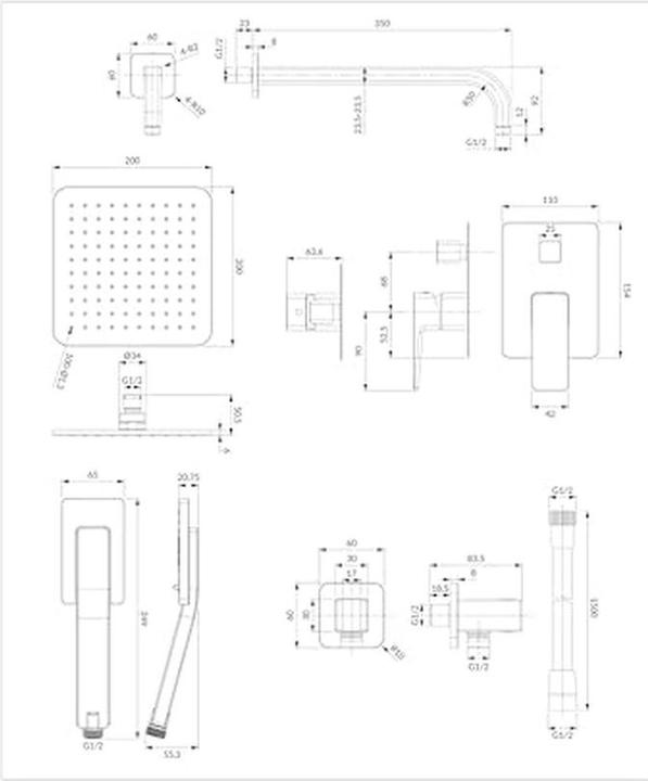 Actual product image Omnires Parma Unterputz-Duschset mit graphitfarbenem Regenduschkopf