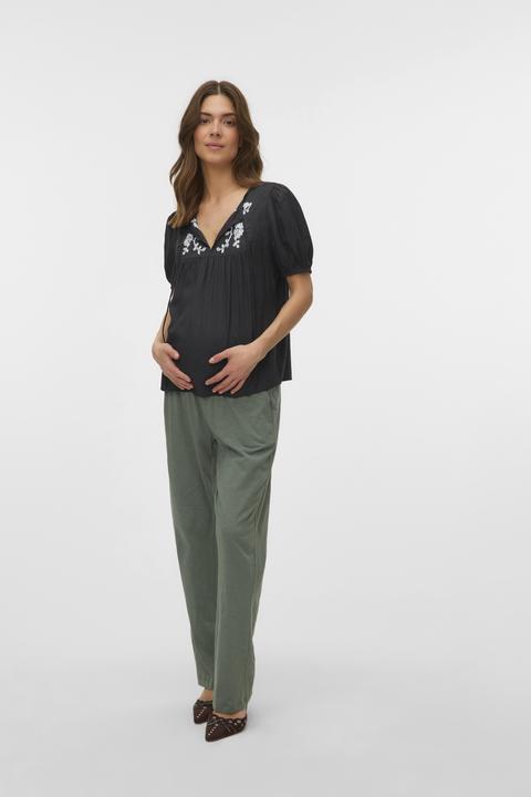 Immagine prodotto Mamalicious Normal geschnitten Rundhals Elastische Bündchen Ballonärmel Top Bluse (L)