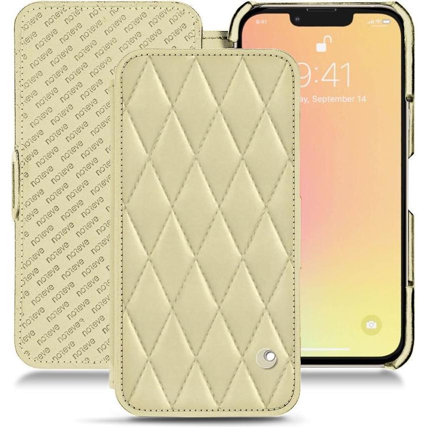 Noreve Lederschutzhülle horizontal (Apple iPhone 13), Smartphone Hülle, Beige