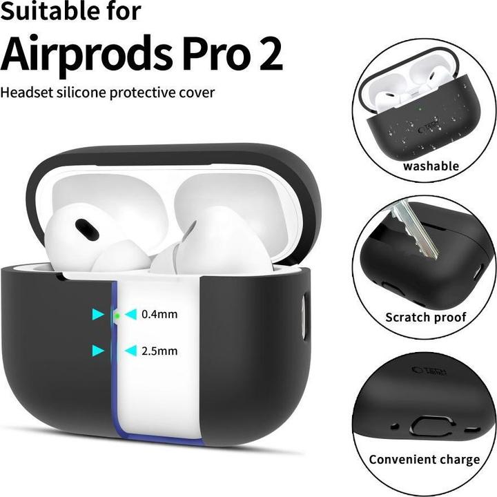 Produktbild Tech-Protect Silicone Case for Apple AirPods Pro 1 / 2 - Black (Kopfhörer Hülle)