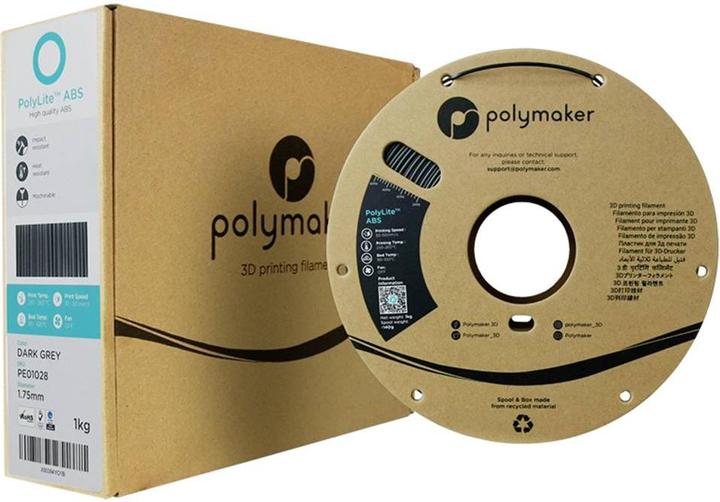 Actual product image Polymaker PolyLite ABS Dunkel Grau 1,75 mm 1000 g (ABS, 1.75 mm, 1000 g)