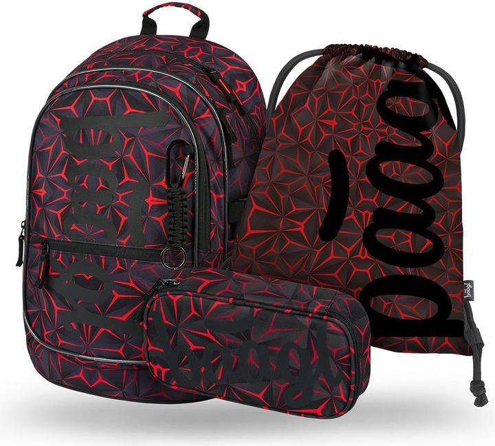 Produktbild Baagl SET 3 - Schulset Core Red Polygon / Rucksack / Federmäppchen / Tasche