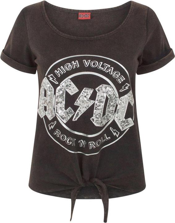 Immagine prodotto AC/DC Comics - High Voltage - Maglietta degli con paillette e nodo frontale - Donna (S)
