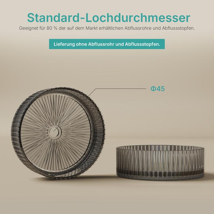 Produktbild Emke Aufsatzwaschtisch Ø40 cm Design-Waschbecken gehärtetes Bleikristallglas Schwarz galvanisch (400 mm)