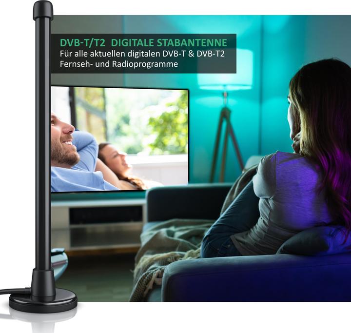 Actual product image Aplic DVB-T2 digital antenna, rod antenna with magnetic base, 6 dBi, high reception performance, DVB T2 (Monopole antenna, 6 dB, DVB-T / -T2)