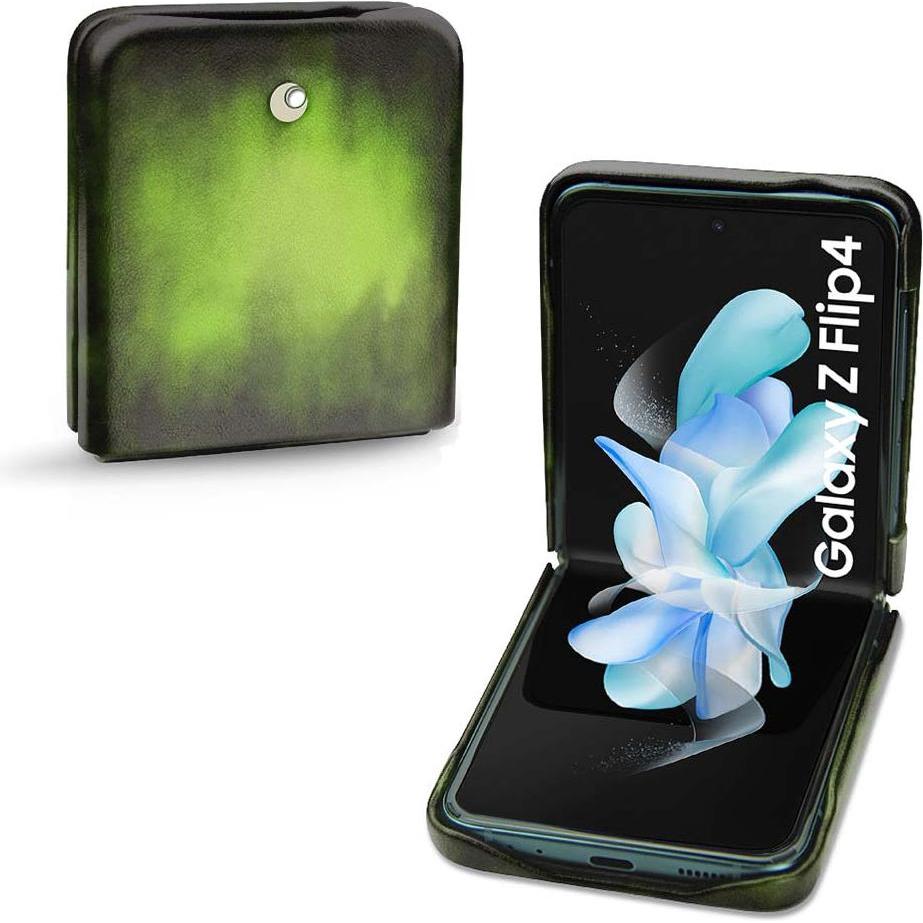 Noreve Lederschutzhülle Samsung Galaxy Z Flip4 (Samsung Galaxy Z Flip4), Smartphone Hülle, Grün
