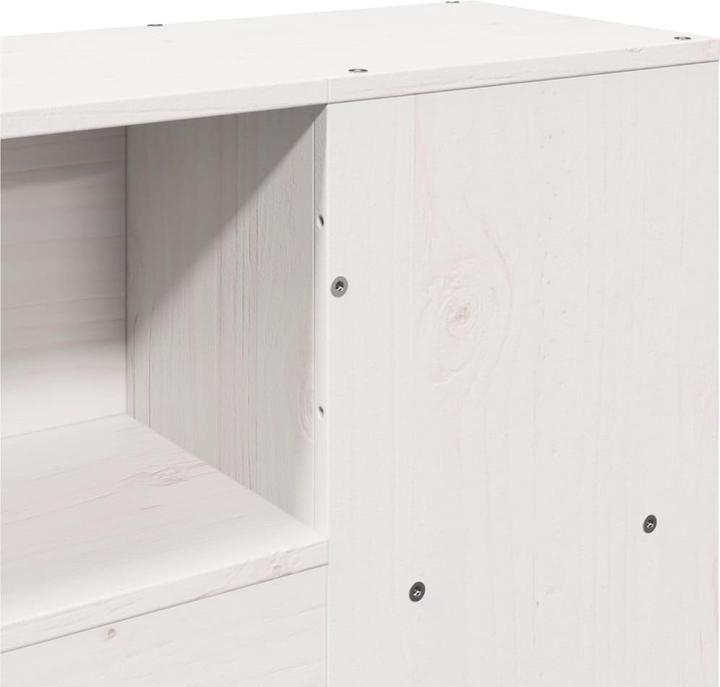 Produktbild vidaXL Massivholzbett Holzbett Bett mit Regal ohne Matratze Weiss 180x200cm (180 x 200 cm)