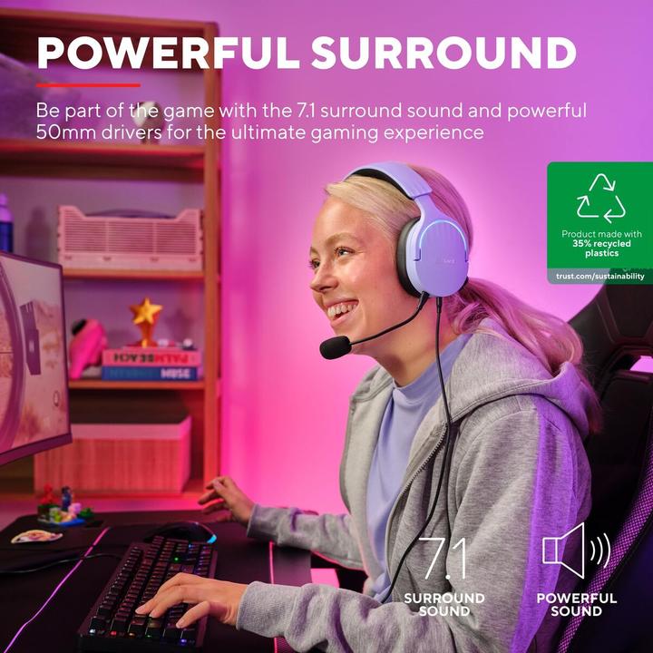 Produktbild Trust GXT490P FAYZO 7.1 USB HEADSET PURPLE (Kabelgebunden)