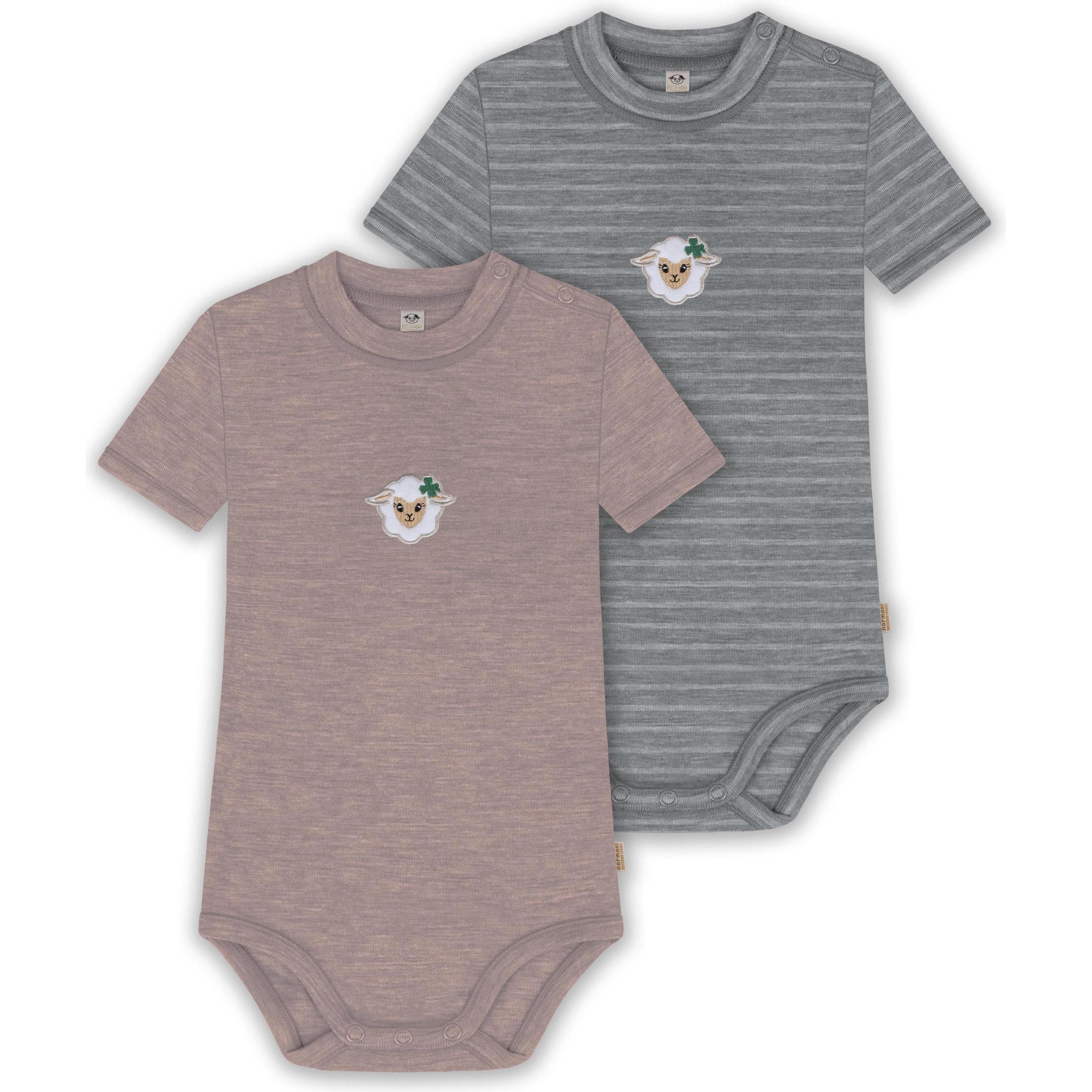 Normani, Herren, Body, 2er Set Baby Merino Kurzarmbody „Tihoi" - 9321, Rosa, (56)