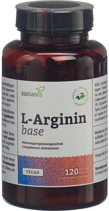 Actual product image Sanasis L-Arginine Base Capsule (120 Piece, Capsules, 119 g)