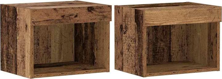 Produktbild VidaXL Wandregale mit LED-Lichtern 2 Stück Altholz 40x30x30 cm (40 x 30 x 30 cm)